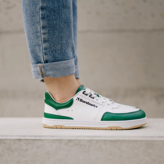 Barfußschuhe Sneakers  Wave - White & Dark Green