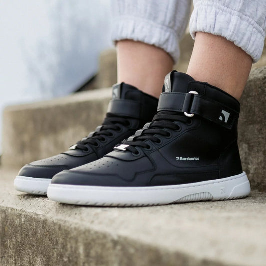 Barefoot Sneakers Zing - High Top - Black & White - Leather