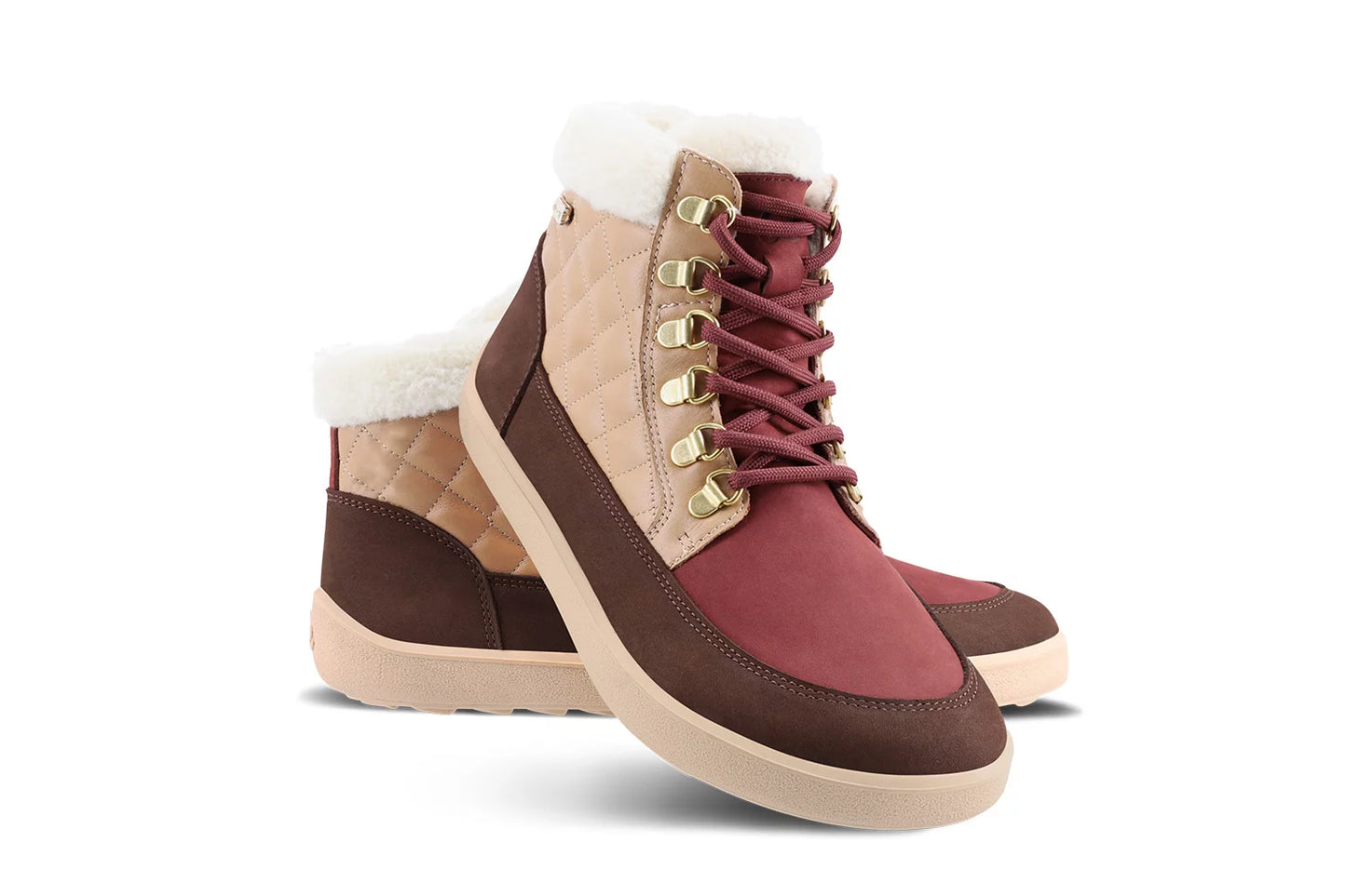 Barfußschuhe Stiefel Olivia - Brown & Burgundy