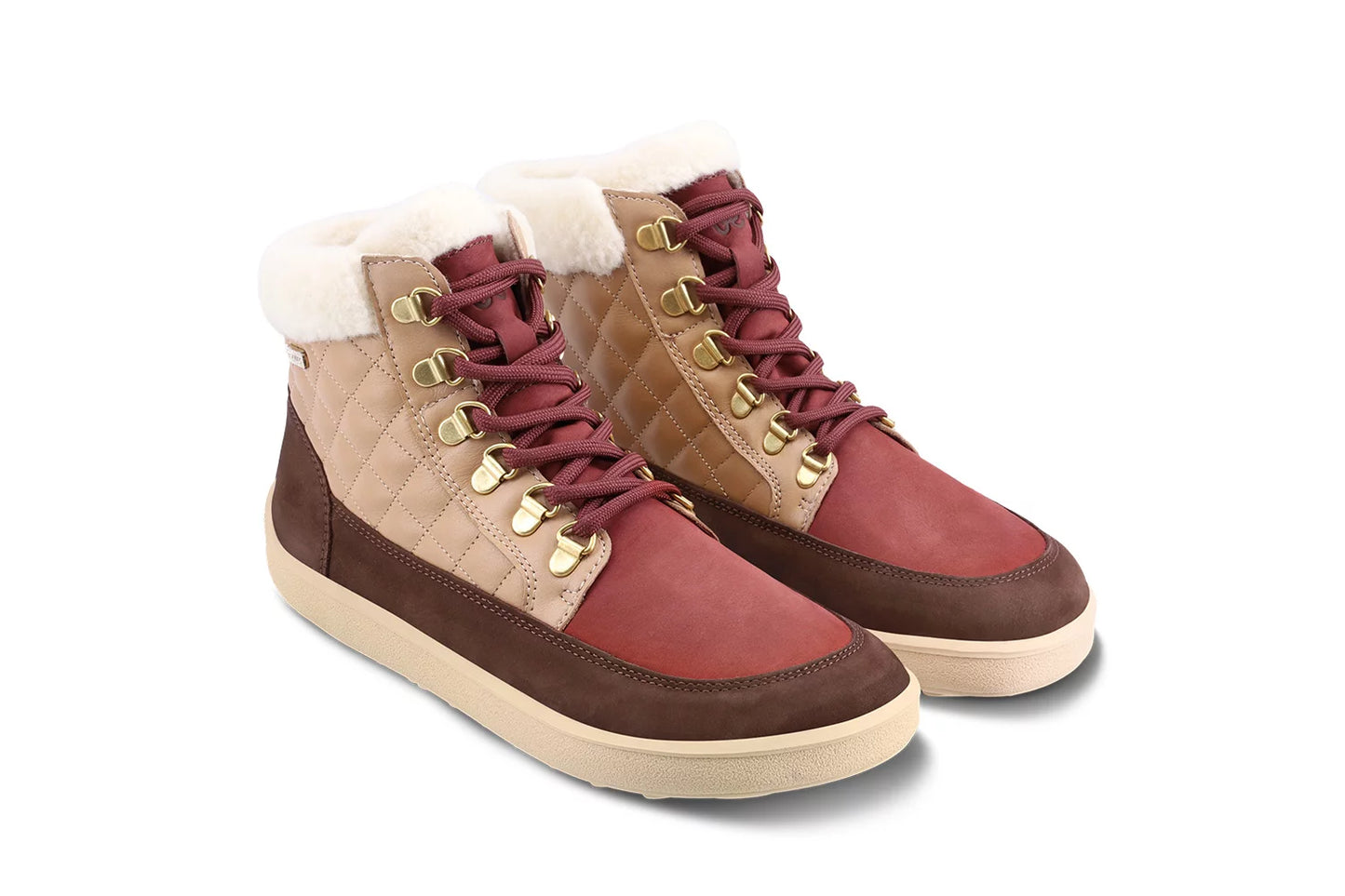 Barfußschuhe Stiefel Olivia - Brown & Burgundy