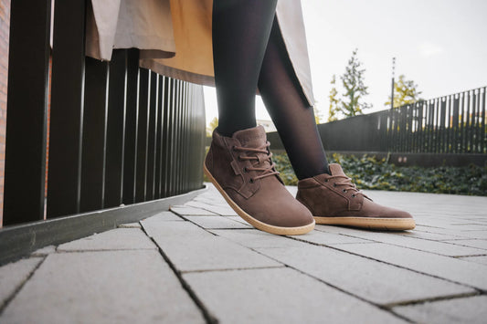 Barfußschuh Stiefelette Synergy - Fleece - Chocolate & Beige