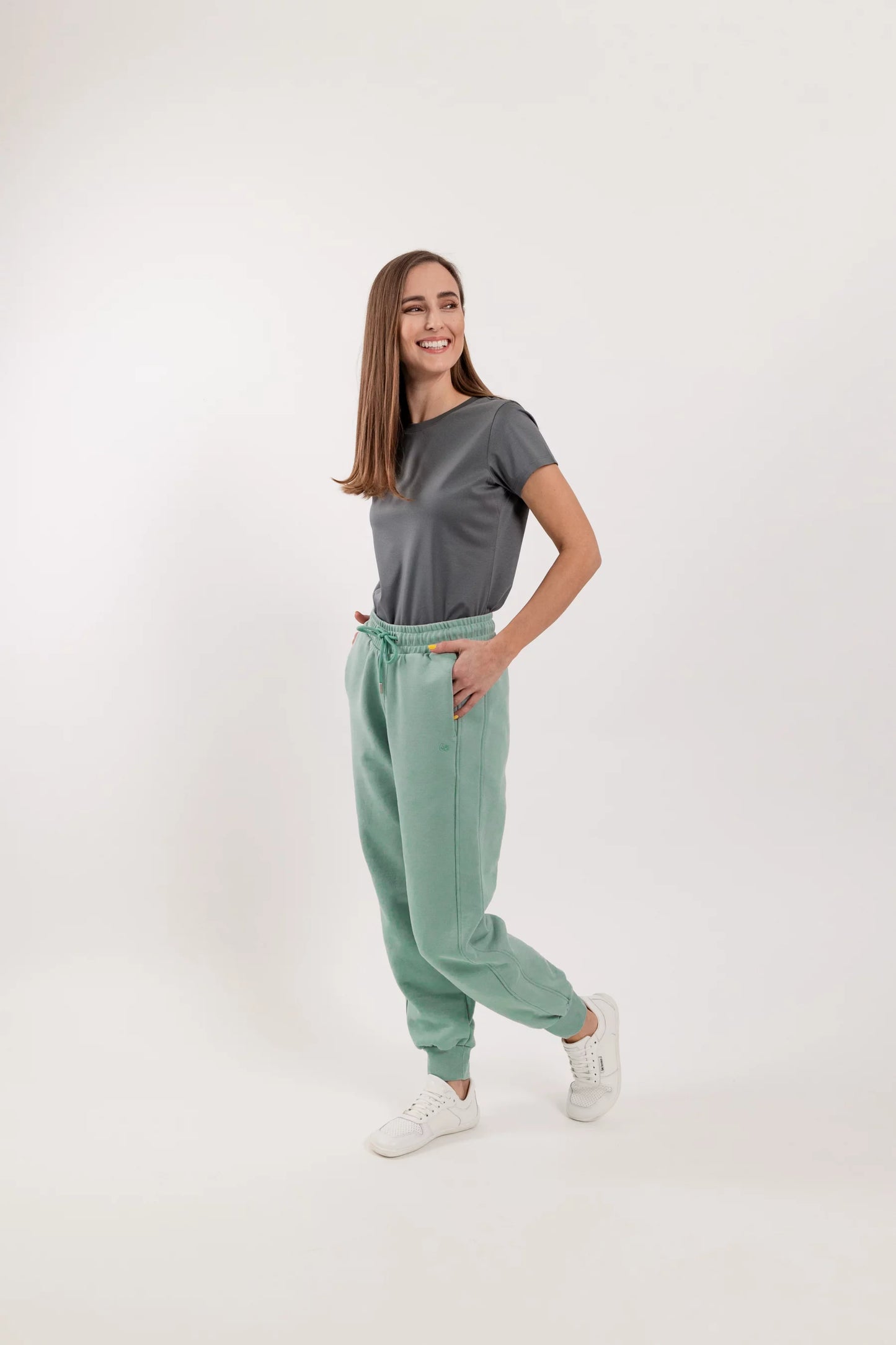 Pantalon jogging femme BL Essentials Vert/Beige ou Rose Saumon