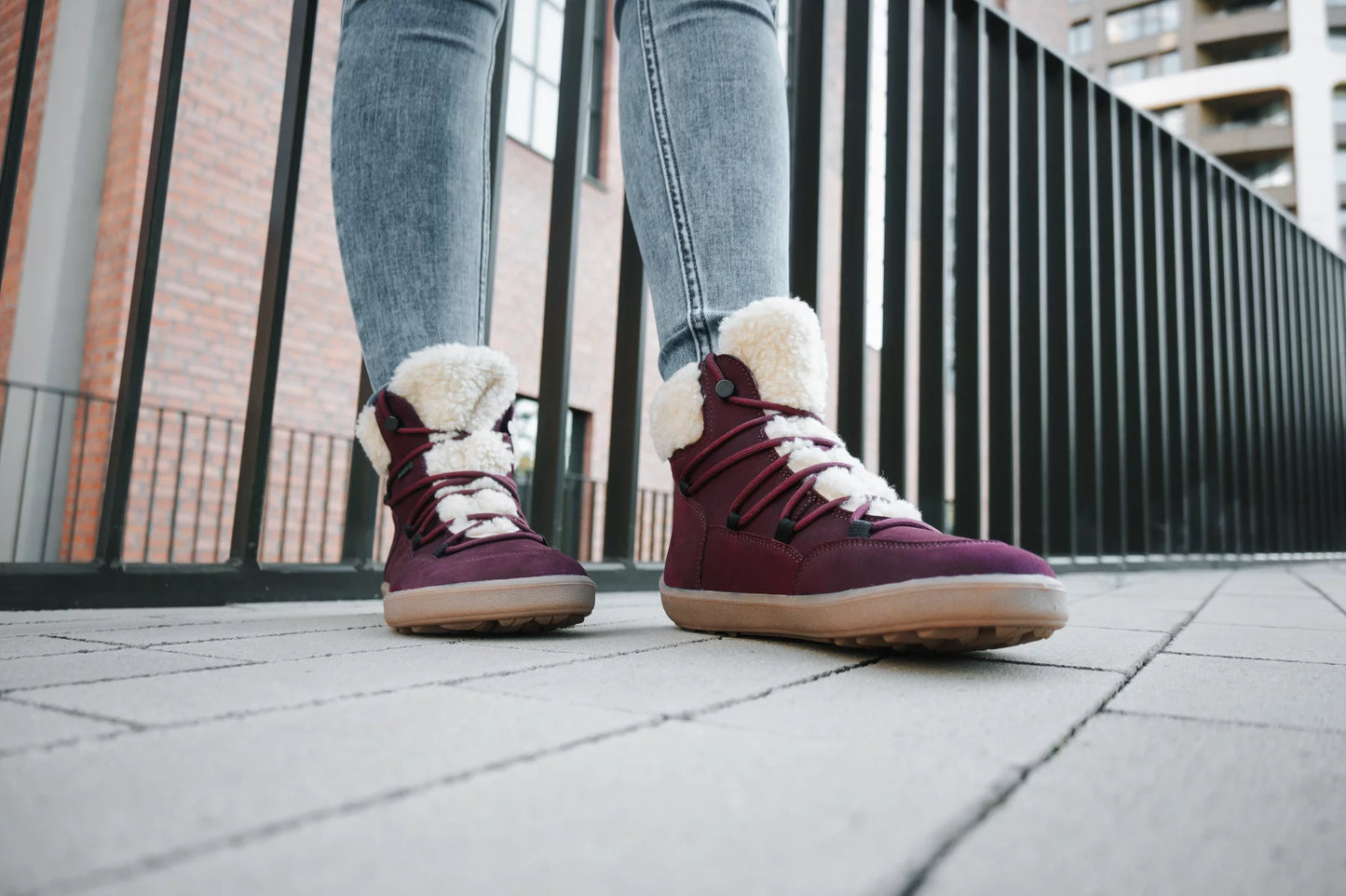 Winter Barfußschuhe Stiefel Bliss - Burgundy Red